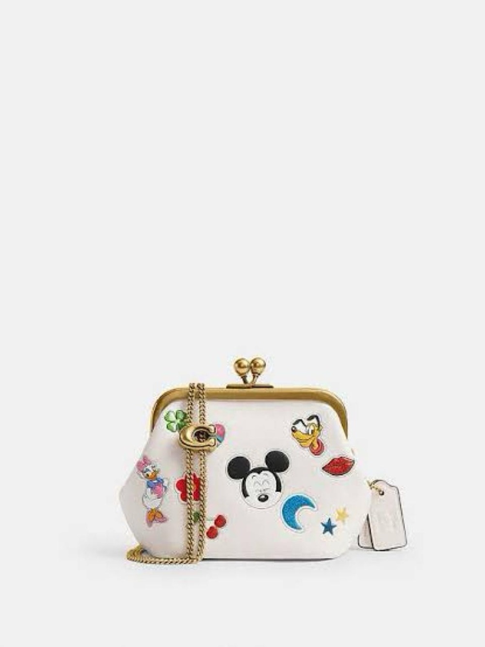 Coach White Disney Patch Kiss-Lock Crossbody